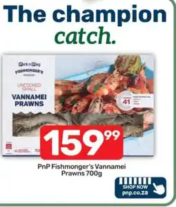 Pick n Pay PnP Fishmonger's Vannamei Prawns 700g offer