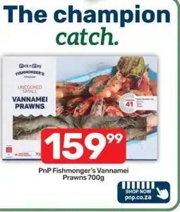 Pick n Pay PnP Fishmonger's Vannamei Prawns 700g offer