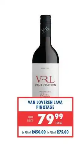 Ultra Liquors VAN LOVEREN JAVA PINOTAGE offer