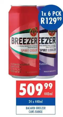 Ultra Liquors BACARDI BREEZER CANS RANGE offer