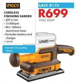 Chamberlain INGCO CORDLESS FINISHING SANDER offer