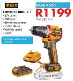 Chamberlain Cordless Drill Kit INGCO offer
