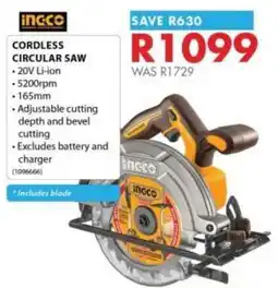 Chamberlain Cordless Circular Saw ingco offer
