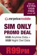 MRP Mr Price Mobile 10GB Promo Deal (Sim Only) 5GB Anytime Data + 5GB Night Owl Data offer
