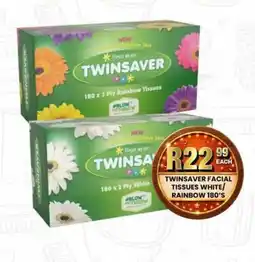 Take 'n Pay TWINSAYER FACIAL TISSUES WHITE/RAINBOW 180'S offer