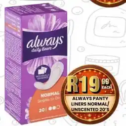 Take 'n Pay Always Panty Liners Normal/Unscented offer