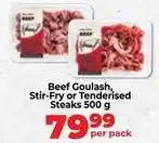 Food Lover's Market Beef goulaş, stir-fry or tenderised steaks offer