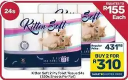 Pick n Pay Hypermarket Kitten soft 2 ply toilet tissue 24s offer