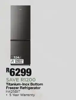 House & Home Titanium-Inox Bottom Freezer Refrigerator H425BIT offer