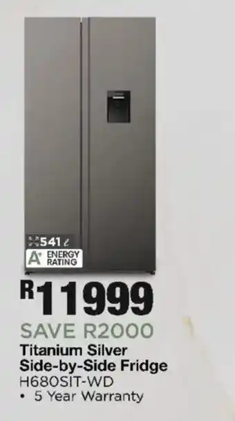 Titanium Silver Side-by-Side Fridge H680SIT-WD