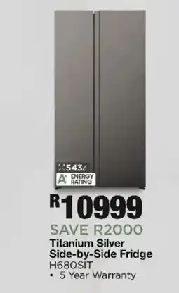 House & Home Titanium Silver Side-by-Side Fridge H680SIT offer