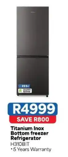 OK Furniture Titanium Inox Bottom freezer Refrigerator offer