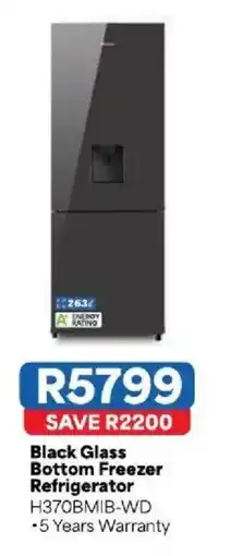 OK Furniture Black Glass Bottom Freezer Refrigerator offer