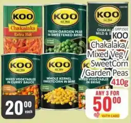 KitKat Cash and Carry KOO Chakalaka/ Mixed Veg// SweetCorn /Garden Peas offer