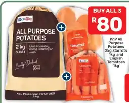 Pick n Pay PnP All Purpose Potatoes 2kg, Carrots 1kg and English Tomatoes 1kg offer