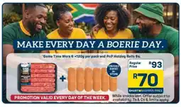 Pick n Pay Game Time Wors 6 + PnP Hotdog Rolls 6s offer