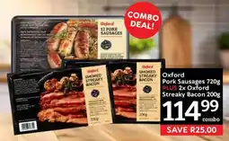 Oxford Freshmarket Oxford Pork Sausages PLUS Oxford Smoked Streaky Bacon offer