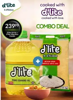 Super Save D'lite Pure Cooking Oil + D'lite Medium Grain Parboiled White Rice offer