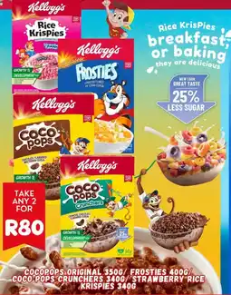 Super Save Kellogg's cocopops original/ frosties/ coco pops crunchers/ strawberry rice krispies offer