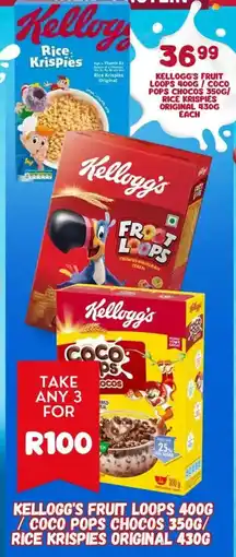 Super Save Kellogg's Fruit Loops/ Coco Pops Chocos/ Rice Krispies Original offer