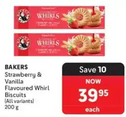 Makro Bakers Strawberry & Vanilla Flavoured Whirl Biscuits offer