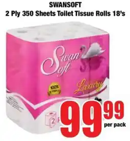 Boxer SWAN SOFT 2 Ply 350 Sheets Toilet Tissue Rolls 18's offer