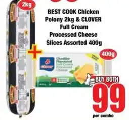Boxer BEST COOK Chicken Polony & CLOVER Full Cream Processed Cheese Slices Assorted offer
