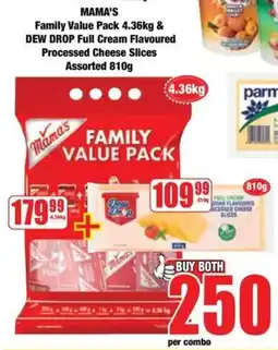 Boxer Mama's Family Value Pack & Dew Drop Full Cream Flavoured Processed Cheese Slices Assorted offer