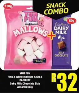 Boxer YUM FUN Pink & White Mallows & CADBURY Dairy Milk Chocolate Slab Assorted offer