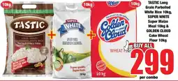Boxer Tastic Long Grain Parboiled White Rice, Super White Super Maize Meal, Golden Cloud Cake Wheat Flour offer