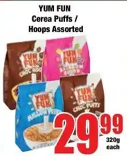 Boxer YUM FUN Cerea Puffs / Hoops Assorted offer