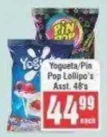 Frontline Yogueta/Pin Pop Lollipops Assorted offer