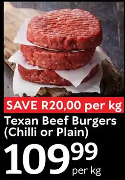 Oxford Freshmarket Texan Beef Burgers offer