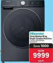 Makro Hisense - 12 kg washer/8 kg dryer combo machine (wdss1245bb) offer