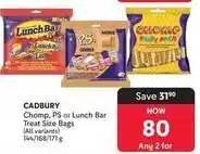 Makro Cadbury - chomp, ps or lunch bar treat size bags offer
