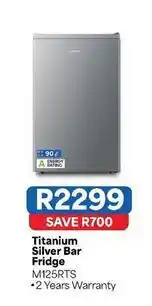 OK Furniture Titanium silver bar fridge m125rts offer