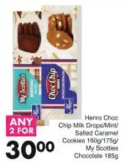 Save Henro Choc Chip Milk Drops/Mint/Salted Caramel Cookies My Scotties Chocolate offer