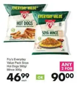 Save Fry's Everyday Value Pack Soya Hot Dogs/ Mince offer