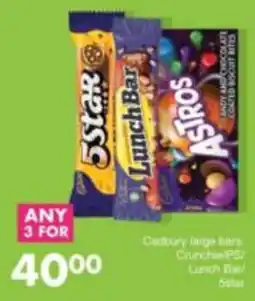 Save Cadbury large bars: Crunchie/PS/ Lunch Bar/ 5star offer