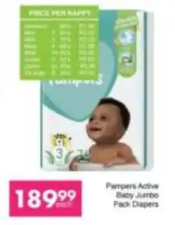 Save Pampers Active Baby Jumbo Pack Diapers offer