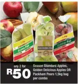 OK urban Econo Pak Season Standard Apples, Golden Delicious Apples OR Packham Pears offer