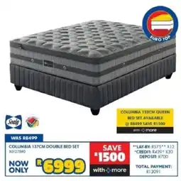 Russells Sealy COLUMBIA 137CM DOUBLE BED SET offer