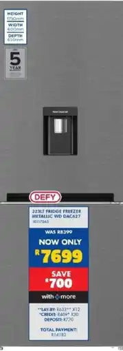 Russells DEFY 323LT FRIDGE FREEZER METALLIC WD DAC627 offer