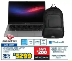 Russells Packard Bell Montenero-C Pro Laptop + Backpack Bundle offer