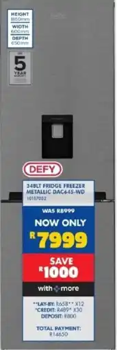 Russells DEFY 348LT FRIDGE FREEZER METALLIC offer