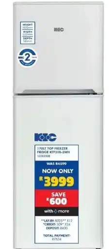 Russells KOC 170LT TOP FREEZER FRIDGE offer