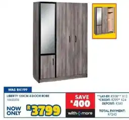 Russells LIBERTY 120CM 4 DOOR ROBE offer