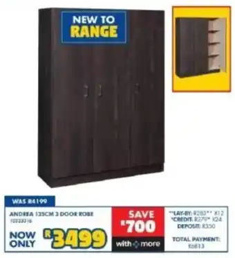 Russells ANDREA 135CM 3 DOOR ROBE offer