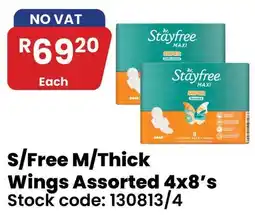 Africa Cash and Carry Stayfree Maxi Super S/Free M/Thick Wings Assorted offer