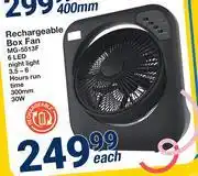 Mica Elements Rechargeable Box Fan 30W 300mm MG-5513F offer